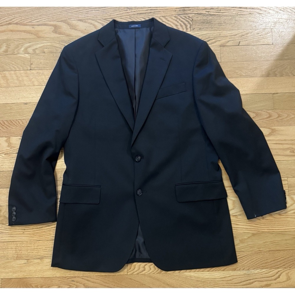Stafford Black Classic Fit Travel Stretch 2-Button Blazer Jacket L Regular